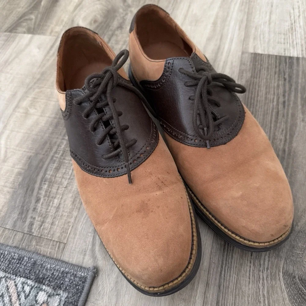 Cole Haan Saddle Oxford Preppy Classic Two Tone Wingtip Leather Shoes Mens 9M